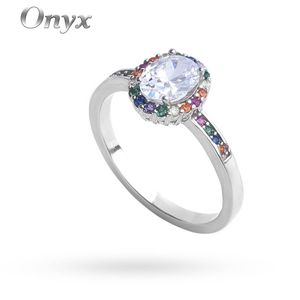 Ring With A Silver Stone And Colored Lobes For Women, Silver 925