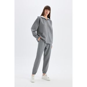 Defacto Woman Jogger - Standart Fit Trousers - Grey Melange
