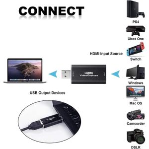 بطاقات التقاط الصوت والفيديو KDR، محولة من HSMI إلى USB 3.0، تسجيل بدقة 4K و1080P عبر كاميرا DSLR أو كاميرا الحركة، للحصول على صور عالية الوضوح وبث مباشر.