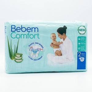 Bebem حفاضات بي بم كومفورت، مقاس 2 صغير من 3-6 كجم، 35 حفاضة، جوانب مطاطية مرنة، فائق الامتصاص، بخلاصة الألوفيرا الاورجانيك، يساعد على حماية البشرة، خالية من الكلور واللاتكس والعطر والبارابين