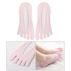 Women Invisible Non-slip Toe Socks Five Finger Socks(Black Open