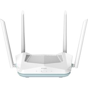 راوتر دي لينك R15 لاسلكي AX 1500 واي فاي 6 ثنائي النطاق MU-MIMO وOFDMA و3 منافذ شبكة محلية جيجابت و4 هوائيات خارجية وتحكم صوتي وتقنية الذكاء الاصطناعي وواي ميش ودعم تطبيقات