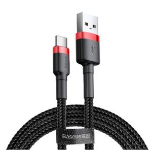 Baseus Cafule Cable USB for Type-C (3A - 1m) – Red+Black