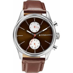 TITAN 1805SL08 Watch for Men Analog Brown Leather Band