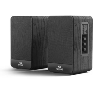Redragon GS813 Wireless Desktop Speakers, 2.0 Bookshelf Speaker w-20W Output, BT 5.0-3.5mm AUX, Enhanced Bass-Treble Knob and TF Card-USB Flash Drive Supported