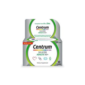Centrum مكمل الفيتامينات والمعادن للكبار 50+ فضي – 30 قرصًا