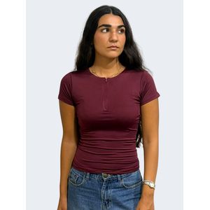 OUTDATED Zipper Short Sleeve - Dark Maroon