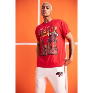 Defacto Man Crew Neck Oversize Fit-Nba Short Sleeve T-Shirt - Red