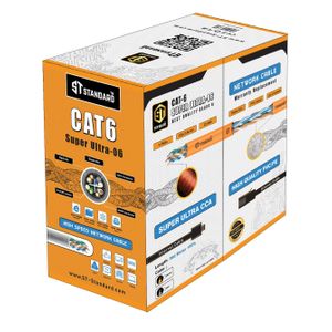 Standard Super Ultra06 كابل شبكة Cat6 بطول 305 متر، كابل إيثرنت LAN عالي السرعة للشبكات، برتقالي