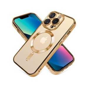 iPhone 12 Pro Max Magnetic Case for Case (Compatible with MagSafe) Camera Lens Protector Plating Luxury Cover for Women Men Clear Soft Shockproof Protective Case (iPhone 12 Pro Max, Gold)