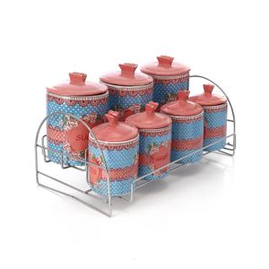 طقم توابل بورسلين فراشة عدد 14 قطع + استاند خامة عالي الجودة