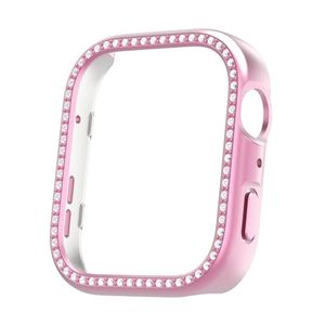 جراب مرصع بالكريستال بدون واقي شاشة لساعة هواوي فيت 4، جراب بإطار من البولي كربونات الصلب، جراب حماية مرصع بالكريستال والماس للنساء والفتيات، جراب حماية رفيع لساعة هواوي فيت 4 (وردي)