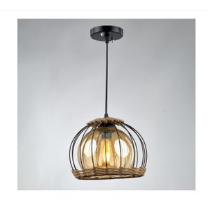 نجفة معلقة على شكل قبة باللون الاسود و الكتان