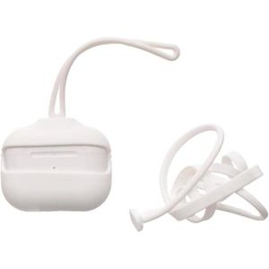 غطاء حماية سيليكوني ثنائي الحزام مع حزام للرقبة والمعصم لسماعات AirPods Pro 2 - أبيض