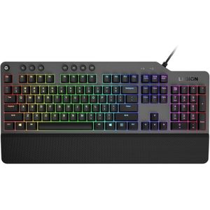 Lenovo لوحة مفاتيح ألعاب ميكانيكية GY40T26478 ليجن K500 ار جي بي 3 مناطق كاملة الحجم و7 مفاتيح اختصار قابلة للبرمجة، 16.8 مليون لون، مفاتيح ميكانيكية حمراء 50 مليون نقرة، مسند يد قابل للفصل من لينوفو