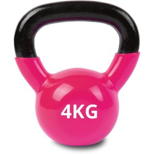 Vinyl Coated Cast Iron Kettlebell (4kg), Ergonomic Wide Handle Weight for Strength Training, Core Workout & Home Gym Equipment – Multicolor
