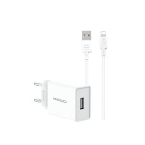 Recci RC58EL Charger and Lightning Cable 2A 100CM Cable – EU Plug – White