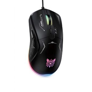 Onikuma CW917 Wired Professional Gaming Mouse with RGB Lighting and Ergonomic Design, Precise Durable Optical Sensor Gamer Mouse for PC Laptop with 6 Buttons - Black