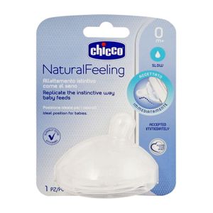 Chicco Slow Flow Silicone Feeding Nipple (0+ Months), 1 Piece