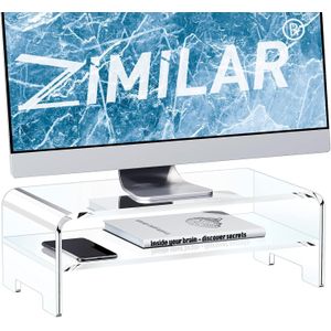 BEST MEDIA Acrylic Monitor Stand Riser, 2-Tier Clear Acrylic Monitor Riser for Home Office, 16" Clear Monitor Stand Laptop Stand Riser for PC Screen, Printer, Mac Book