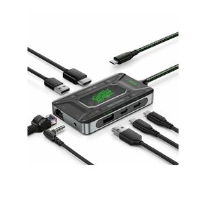 PIVA DS7 Multi-Port Gaming Hub: 7-in-1 USB-C Game Hub, USB Type-C Multi-Port Adapter with Ethernet Adapter - 4K 60Hz HDR Video Output, 100W PD Fast Charging, High-Quality Audio - Compatible with RedMagic, iPhone, iPad, Android, and Laptops