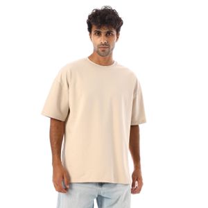 Activ Oversize Basic Plain Cotton T-Shirt - Beige