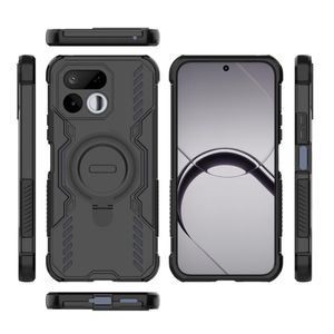 Realme 16T 5G Case Cover – Wing Shield Stand Heavy-Duty Shockproof Protective Cover with Foldable Ring Stand, Magnetic Car Mount Support, and Heat Dissipation Design (Black)