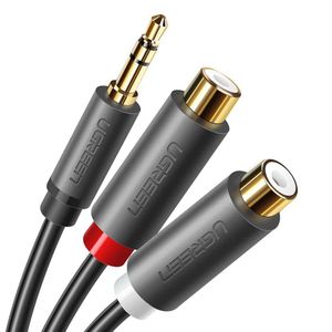Ugreen 10547  3.5MM Male to 2 RCA Female Jack Stereo Audio Cable Y Adapter Gold Plated Compatible for iPhone,iPod,iPad,MP3,Tablets,HiFi Stereo System,Computer Sound, Speaker - 0.2Meter