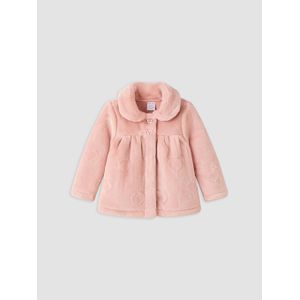 LC Waikiki Peter Pan Collar Heart Patterned Baby Girl's Plush Cardigan
