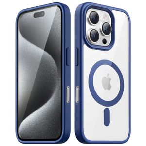 جراب مغناطيسي شفاف متوافق مع MagSafe لهاتف iPhone 16 Pro مع حماية بمعيار عسكري - أزرق