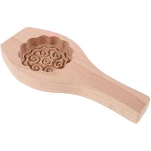 Wooden Dessert Mold, Carved Flower Design, Natural Wood, 19.8 cm x 8.5 cm x 2 cm