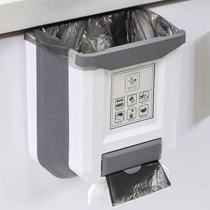 General سلة قمامة معلقة قابلة للطي، مصنوعة من البلاستيك , للمنزل والمطبخ _ ديسبنسر اكياس قمامة