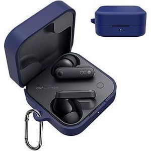 COMPATIBLE with Nothing CMF Buds 2a Case Cover, Soft Silicone Shockproof Protective Case Wireless Earbuds with Carabiner, Front LED Visible (Blue)