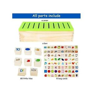 Kids Zone Wooden Shape and Color Sorting Boxan early educational toy for children aged 3 to 5. It includes geometric blocks for matching and is suitable for teaching toddlers using the Montessori method.
