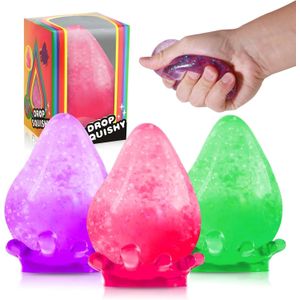 3 Pack Fidget Toys Stress Cube, Squishy Stress Balls for Adults, Ice Squishy Stress Cube Sugar Balls, Squeeze Sensory Balls for Kids with Autism, Water Drop Fidget Cube Stress Toys Anxiety Relief