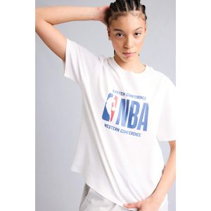 Defacto Relax Fit NBA Wordmark Short Sleeves T-Shirt