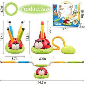 Genetic Ladybug 3-in-1 Sports Toy – Musical Jumping Toy, Ring Toss, and Rocket Launcher – Indoor and Outdoor Activity for Children Ages 3-7 – Easy Assembly and Safe Foam Rockets