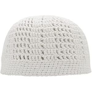 طاقية بيضاء ضيقة ولينة منسوجة من الكروشيه 100% قطن للصلاة للرجال