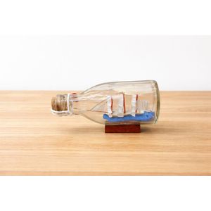 Sailing Ship in a Bottle, Nautical Decor, Wooden Boat with Wooden Base, Classic Nautical Masterpiece