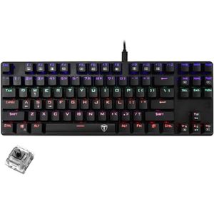 T-DAGGER كيبورد ميكانيكي للألعاب بورا TGK313 بإضاءة ليد بألوان قوس قزح مفاتيح قابلة للتبديل السريع من تي-داجر سوداء USB