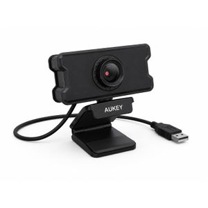 Aukey كاميرا ويب Full HD 1080P بدقة 1920  1080 بكسل مع ميكروفون رقمي مدمج واتصال USB 2.0 - موديل PC-W10 - لون أسود - مثالية للعمل عن بعد والاجتماعات والبث المباشر