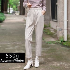 Women Winter Pants,Women Winter Warm Pants Knitted Fleece Inside High Waist  Drawstring Pockets Elastic Hem Harem Pants Loose Fit Casual Solid Straight  Pants 