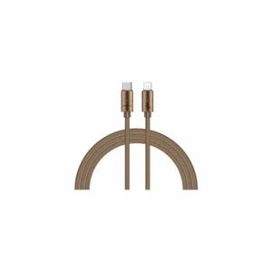 Recci RS08CL Warrior Series 30W Fast Charging Cable – Type-C to Lightning – 1.2M – Desert Gold – for iPhone – Durable & Tangle-Free Design