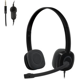 Logitech H151 Stereo Headset – 3.5mm Analog Audio, Boom Microphone, In-Line Controls, Multi-Device Compatibility – Black