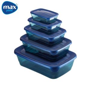 Max Plast طقم علب حفظ الطعام 5 قطع – حاويات تخزين طعام بلاستيك محكمة الغلق – علب ثلاجة متعددة الأحجام لحفظ الأطعمة والخضروات والوجبات