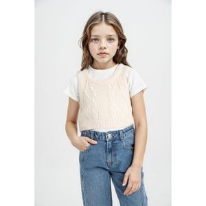 Defacto Girl Cropped Fit Süveter - Ecru