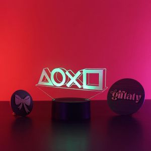 3D Gaming Controller Night Light – Game Icon Illusion LED Table Desk Lamp, USB Powered Warm White Lighting, Party Decoration & Gamer Bedroom Decor, Gift for Gaming Fans