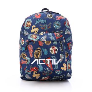 Activ Zipper Backpack With Front Pocket - Navy Blue & Yellow