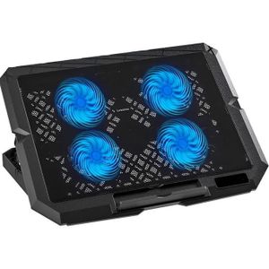 قاعدة تبريد لابتوب بأربعة مراوح صامتة مع إضاءة LED، متعددة الارتفاعات، خفيفة الوزن ذات أداء تبريد قوي.