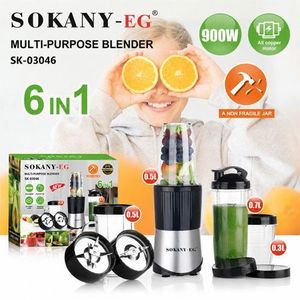 Sokany Multi-Purpose 6 in 1 Blender , Grinder, Juicer 900 W Copper motor SK-03046